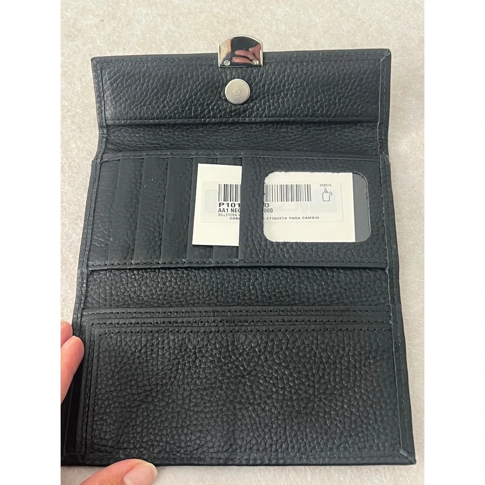 Prune Black Pebbled Leather Continental Wallet P101436F0 NWT